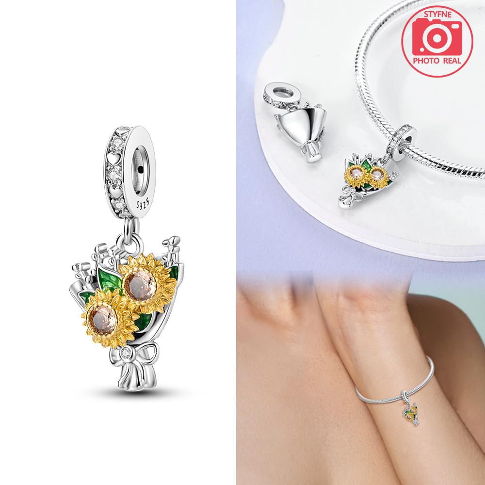 Copper Colour Sunflower Pendant Fit Charms Copper Colour Original Bracelet For Jewelry Making