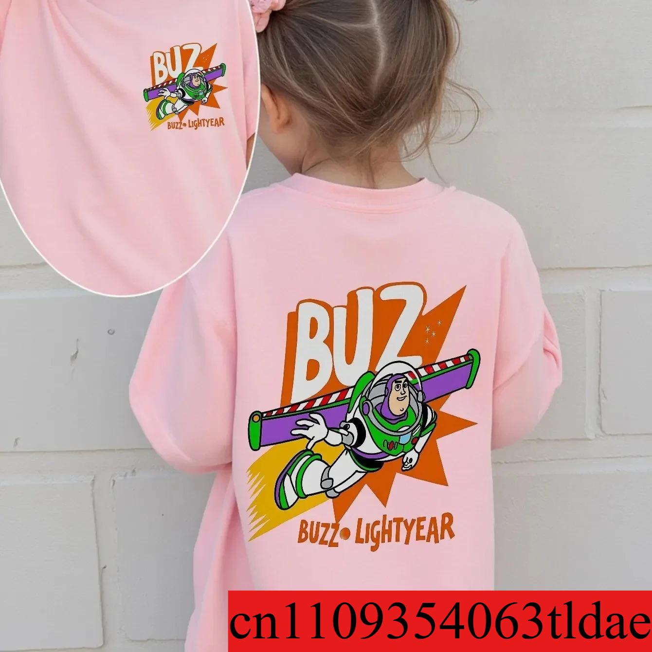 Toy Story Buzz Lightyear Boys and Girls Shirt Child Matching Tees Organic BUZZ Print Spring Long Sleeve Tee for Kids 130
