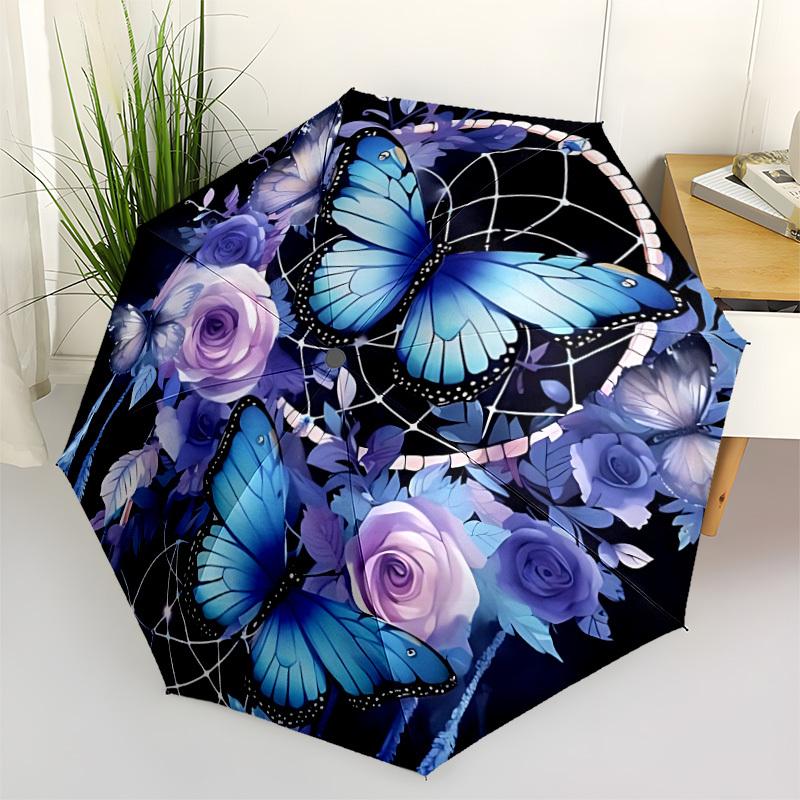 1pc Butterfly Dreamcatcher Automatic Open/Close Umbrella with Folding Feature Compact Travel Umbrella, Lightweight Design, for Commuting, Business140