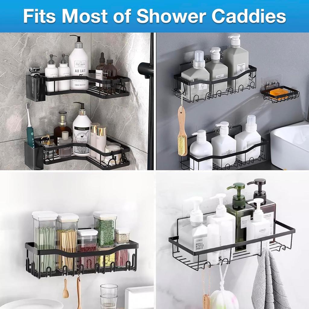 Upgraded Shower Caddy Adhesive Replacement,Strong Adhesive Hooks for Shower Caddy, Waterproof Shower Shelf Adhesive, Shower Adhesive Strips for