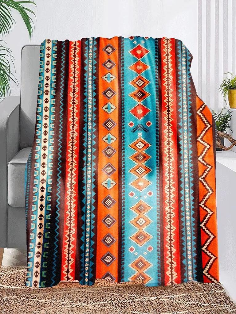 Bohemian Tribal Flannel Throw Blanket Soft AllSeason Couch Camping Travel Blanket Teal Blue Orange Red Black White