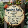 2D Flat Aluminum Rustic Farmhouse Kitchen Decor Round Metal Sign, Cute Family Manners Sign for Mom, Wife, Housewarming Gift, Pre-Drilled Holes for
