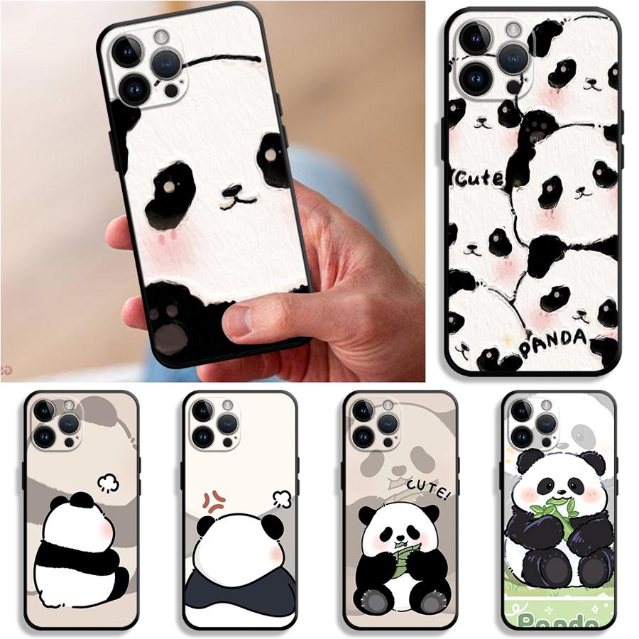 Cartoon Cute Panda Phone Case for Apple iPhone 17 Pro Max 15 Pro 7 8 XR XS MAX 12 16 Air 13 17e 11 14 Funda Phone Cover