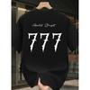 European Size Men's Oversized 777 Number Print T-Shirt - Loose Fit Streetwear Crew Neck Short Sleeve Summer Casual Top with 777 Design
