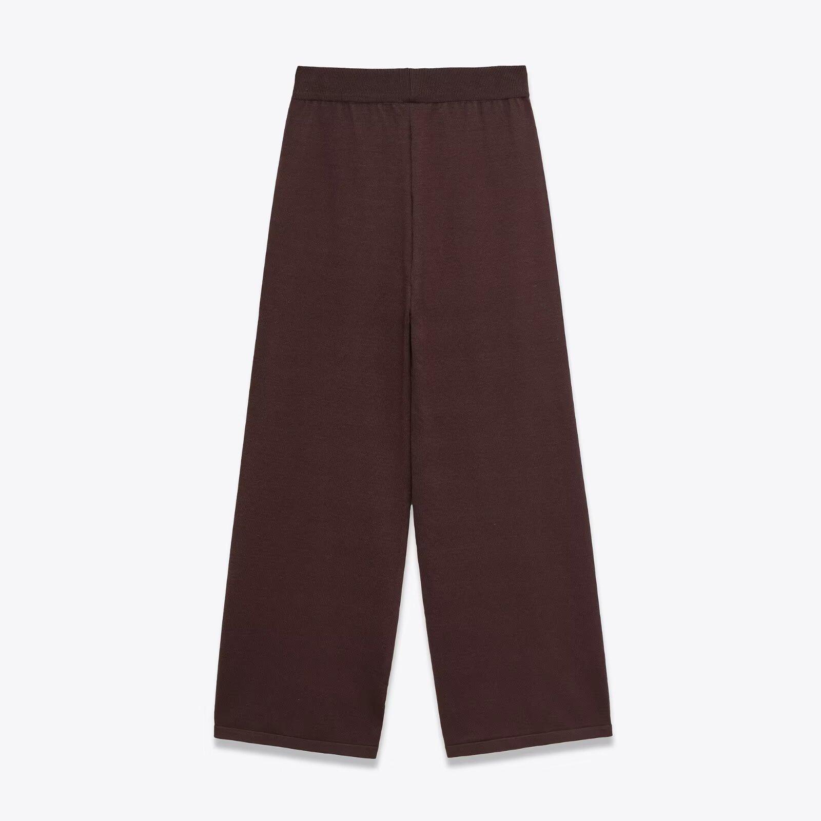 Women s clothing popular fashion casual simple lapel solid color knitted + straight pants set S