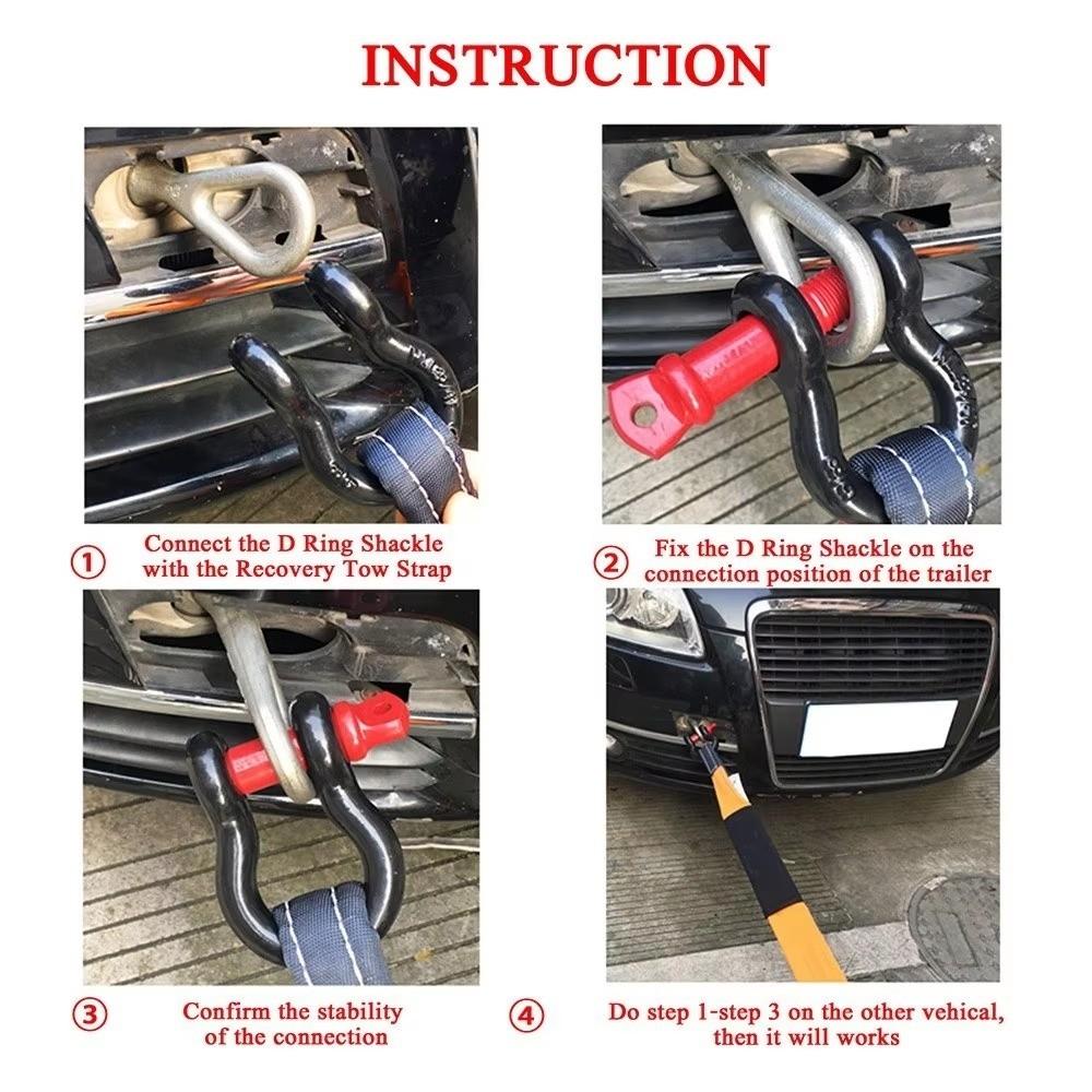 1/2" 5/8" Tow Shackle Anti-Rust Tow Hook Towing Kit D-Ring Shackle  Trailer Towing