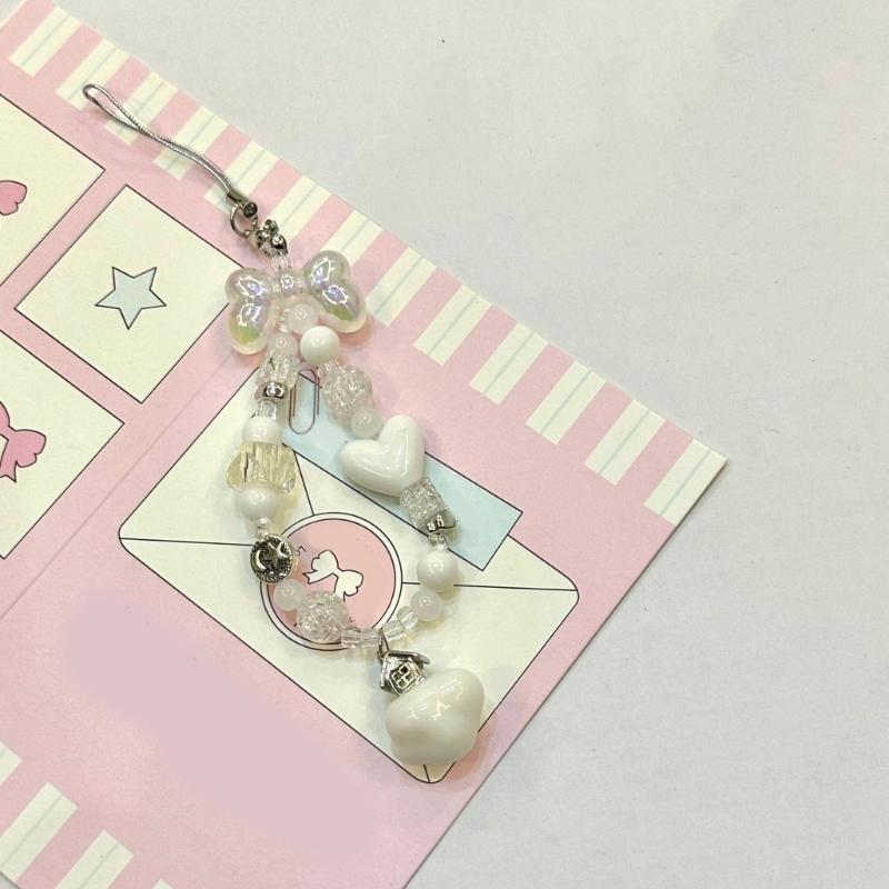 Unique Butterfly Beaded Mobile Phone Pendant Lanyard Embellishment Keychain Keyring Bag Accessory for Fashion Enthusiast