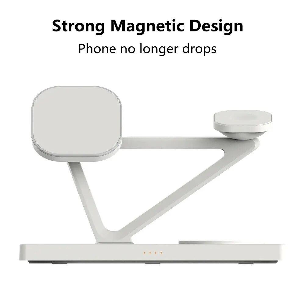 5 In 1 Magnetic Wireless Charger Stand Pad for iPhone 14 13 12 X Samsung Apple Galaxy Watch 15W Fast Charging Dock Station