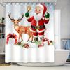 Tu Christmas Shower Curtain Santa Claus Reindeer Holiday Festive Bathroom Decor Xmas Pattern Waterproof Home Textile Gift