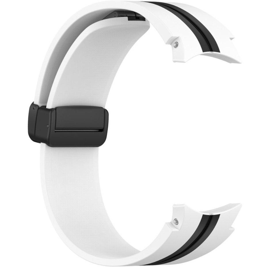 Silicone Strap for Samsung Galaxy Watch 4/5/6/7/FE 40/42/43/44/45/46/47mm, White / Black