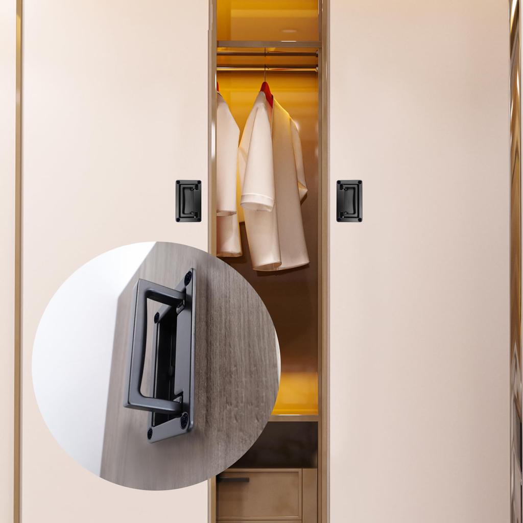 Recessed Pull Handle: 95mm X 60mm Zinc Alloy Rust-Resistant with Shock-Absorbing Rod for Silent Operation - Space-Saving Hidden Grip