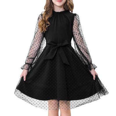 Kids Tulle Polka Dot Everyday 130 [Rolanko] Dress, Girls, Sleeves, Ruffles, Children's Dress, Pattern, Recitals, Weddings, Ceremonies, Wear, Parties,