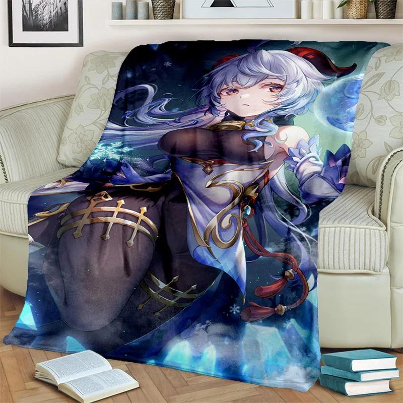 Game Genshin Impact Gamer Cartoon Blanket,Soft Throw Blanket for Home Bedroom Bed Sofa Picnic Travel Office Cover Blanket Kids