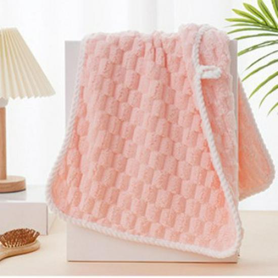 Gaoyang Soft Coral Fleece Plaid Bath Towel Set - Absorbent, Non-shedding, Golden Turtle Design