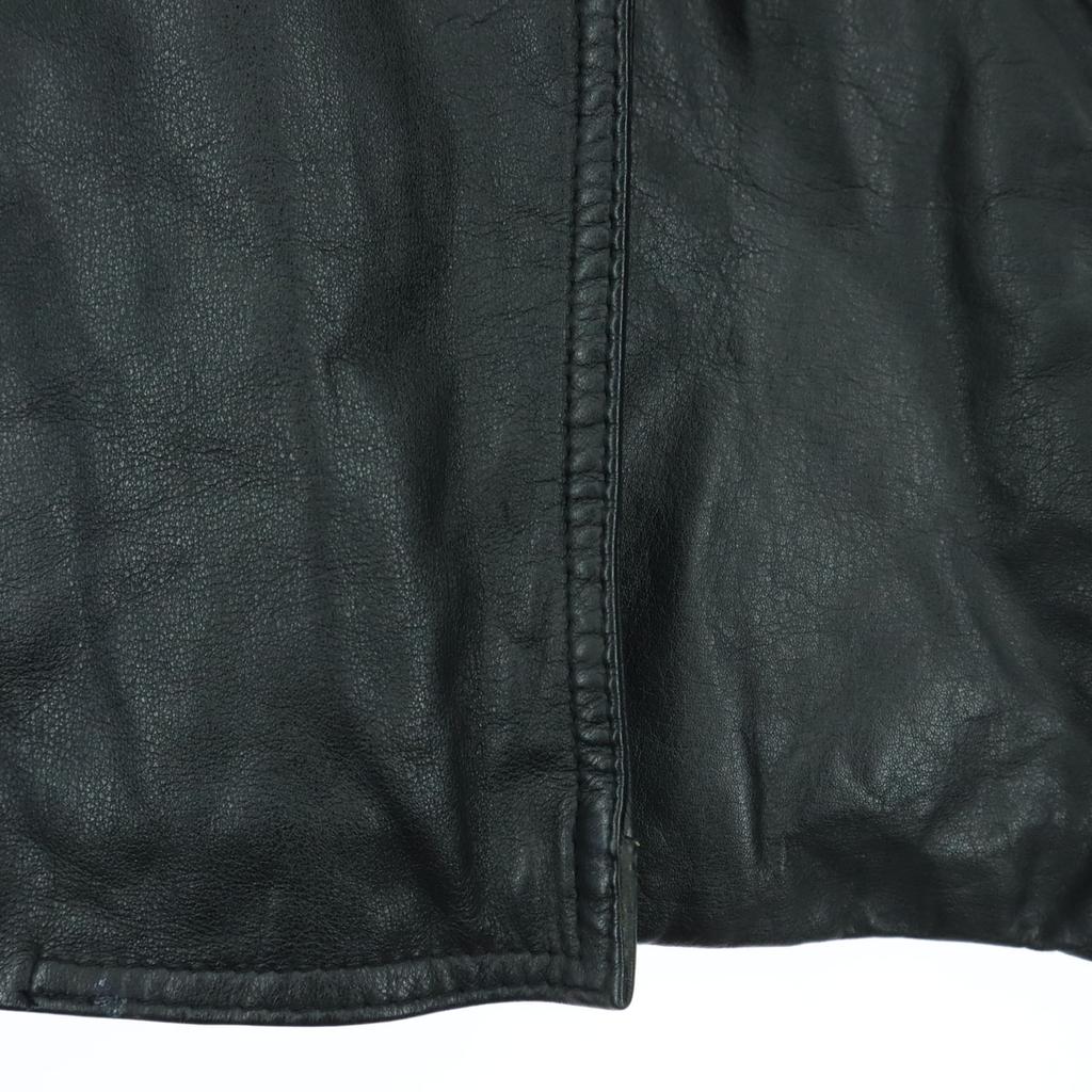 JACKERS Long Sleeve Leather Coat XL Black Cowhide Men's Used