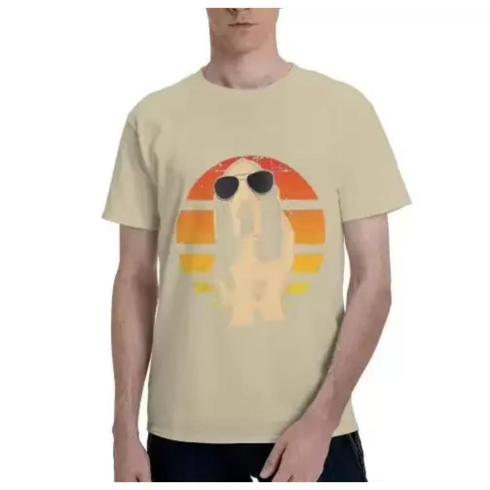 Retro Basset Hound T-Shirt Men Women Kids Gift Men Clothing Graphic T Shirts Cotton Four Seasons Daily Tees Short