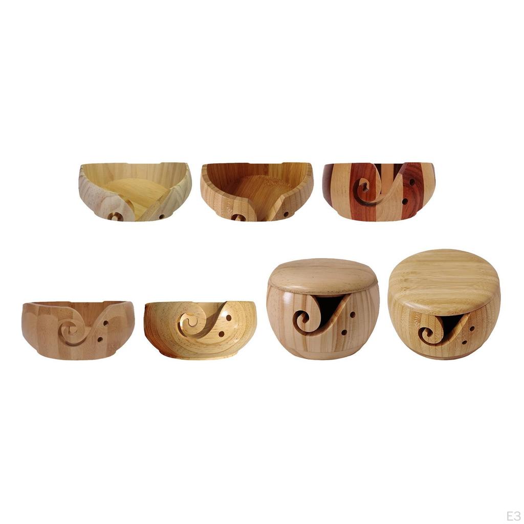 5.9 '' Crochet Yarn Bowl for Crochet, Knitting Holder, Wood Bowl, Basket