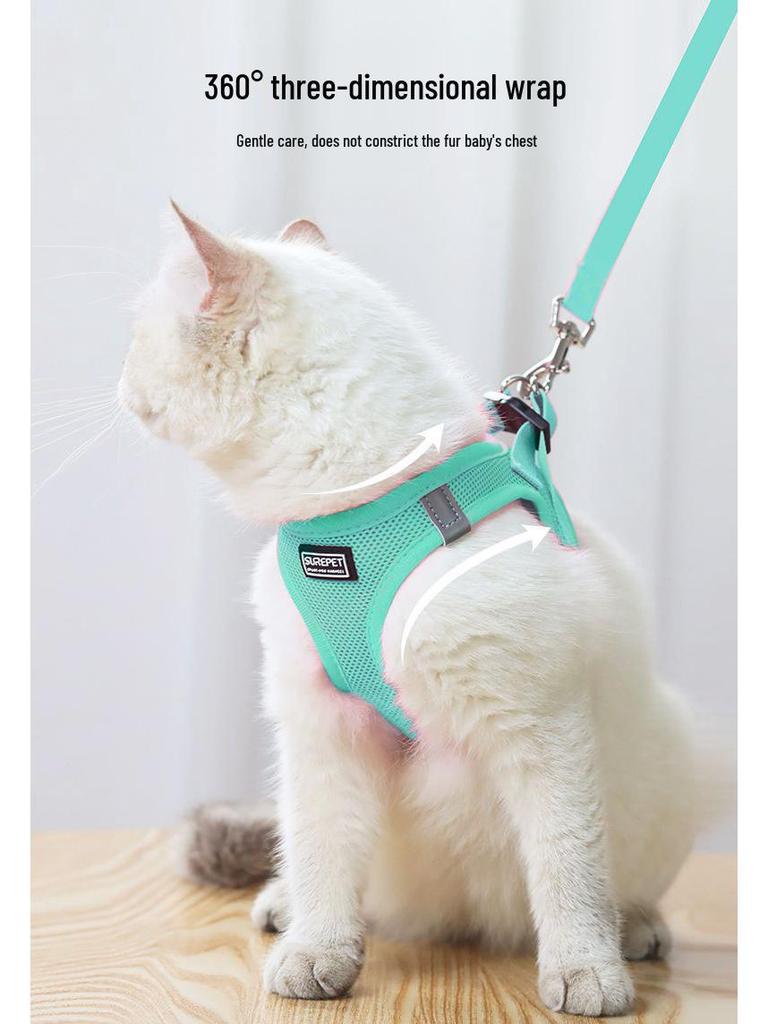 Escape-Proof Cat & Small Dog Harness Leash - Outdoor Walking Rope for Teddy & Bichon Frise