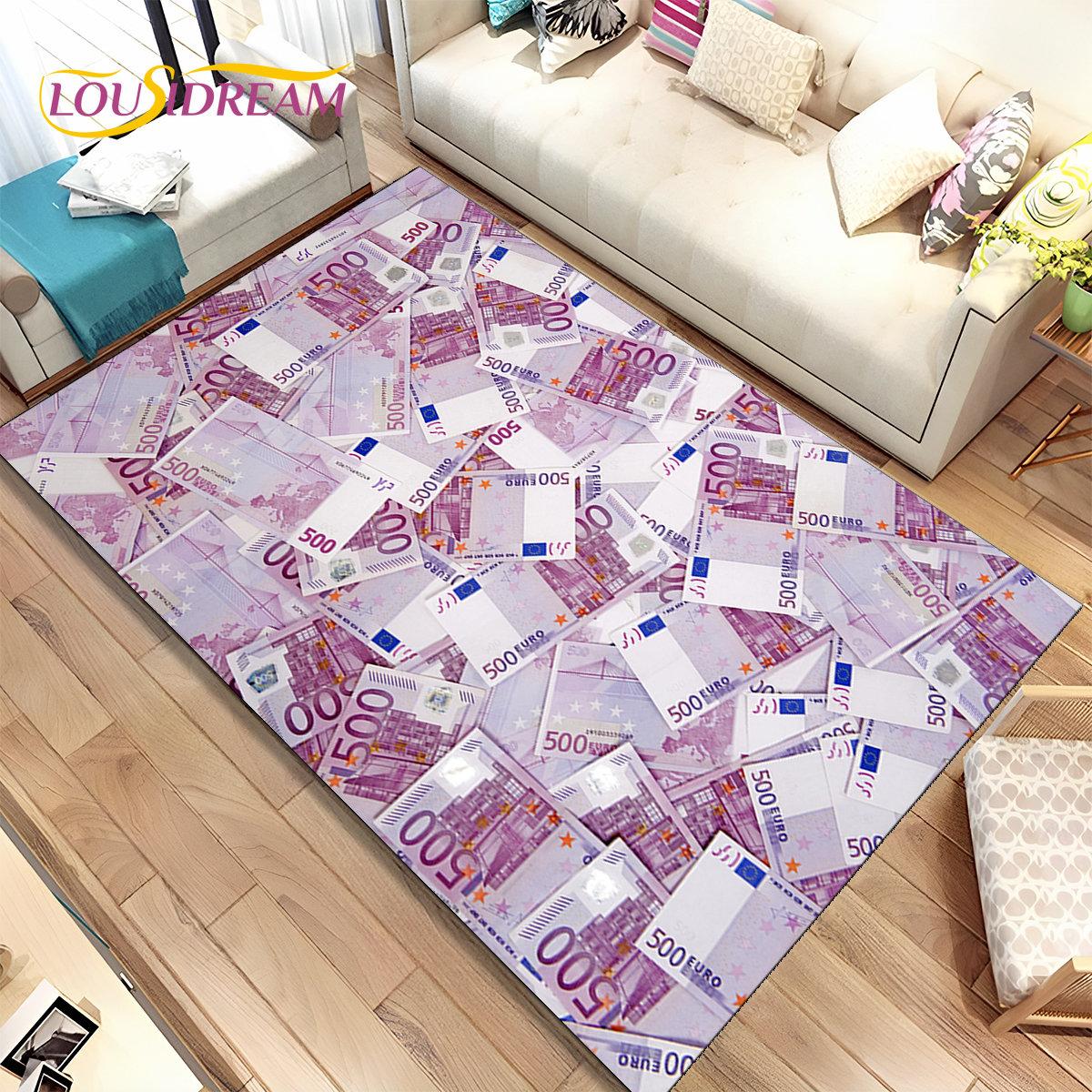 

3D-ілюзія Долар Євро Гроші Візерунок Килимок, Килимок для дому Вітальня Спальня Диван Придверний килимок Декор, дитячий нековзний килимок 40x60cm(15x23in)