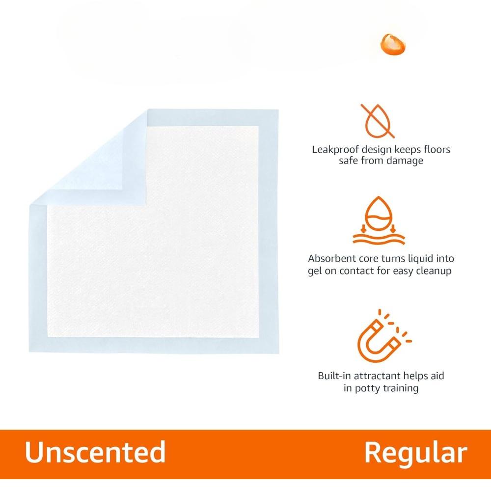 Dog and Puppy Pee Pads, 5-Layer Leak-Proof Super Absorbent, Quick-Dry Surface, Potty Training, Regular (22x22"), 100 Count, Blue & White