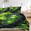 3pcs Skull, Green Smoke Bedding Set - 1 Duvet Cover + 2 Pillowcases(Core Not Included), Machine Washable Polyester, All-Season Comfort, Bedr