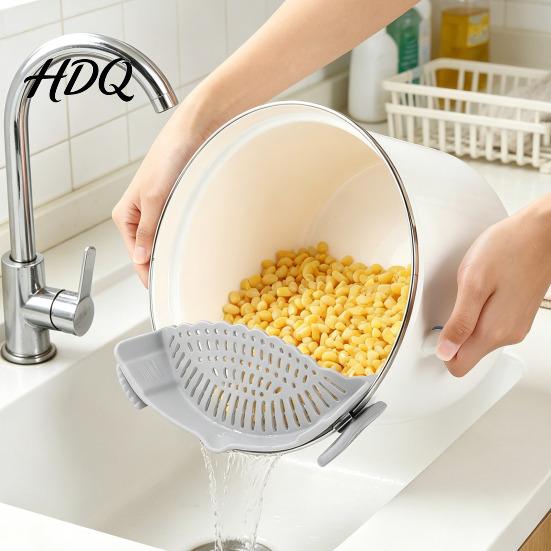 Clip-on Pasta Strainer Silicone Pot Edge Strainer Kitchen Colander for Vegetables Anti-slip Side Drainer Non Slip with Drip Guard Boiling