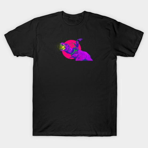 Men Black Print T-shirt Tokebi S Skull Riding A Dinosaur No-Cut Transfer Paper Print Cotton Tshirt S чёрный