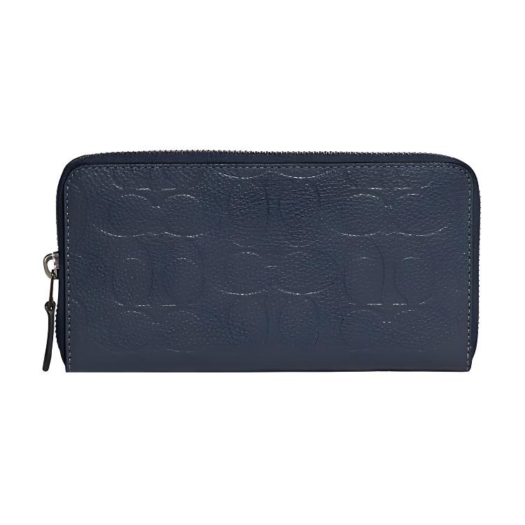

Coach Accordion Wallet 19 Zipper Closure Logo Embossed Leather Wallet Women wallet Dark-Blue C1226-DDE Dark Blue