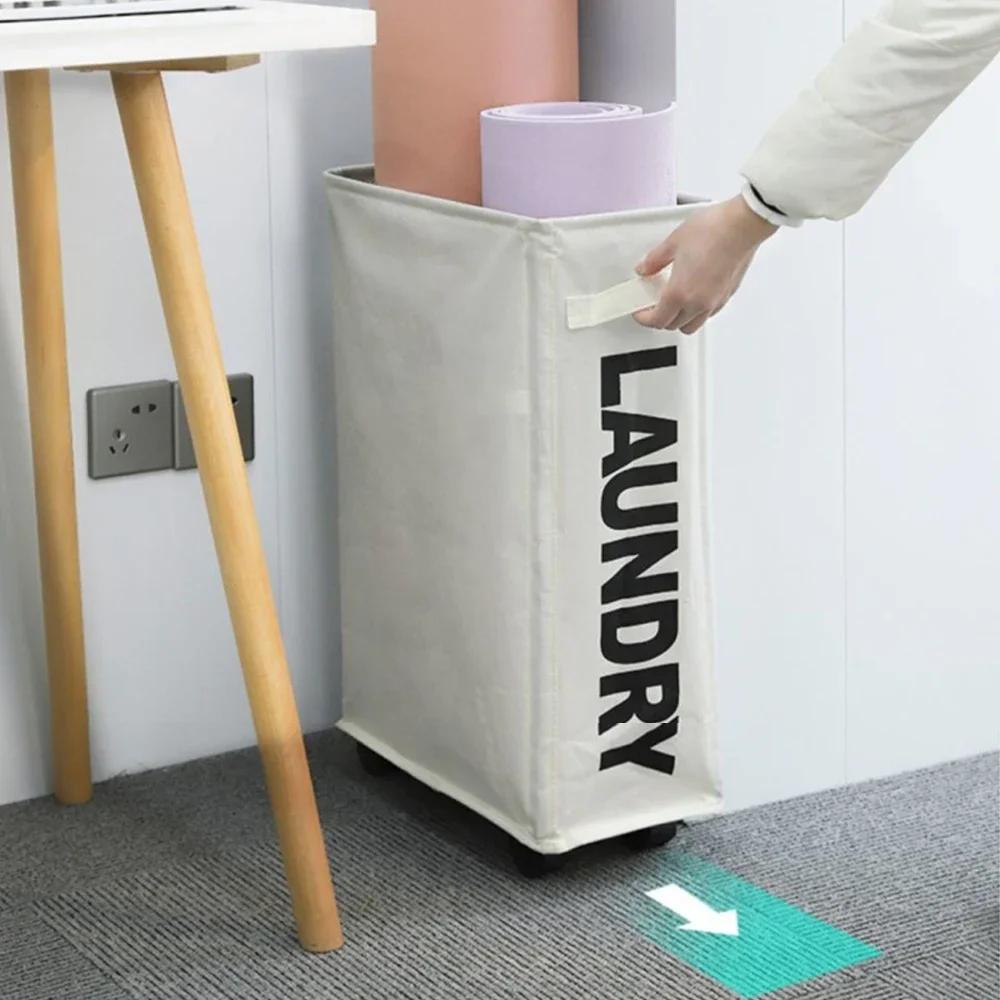 Large Capacity Laundry Basket with Wheels Yoga Mat Storage Basket Multifunctional Foldable Waterproof Dirty Clothes Storage Bag