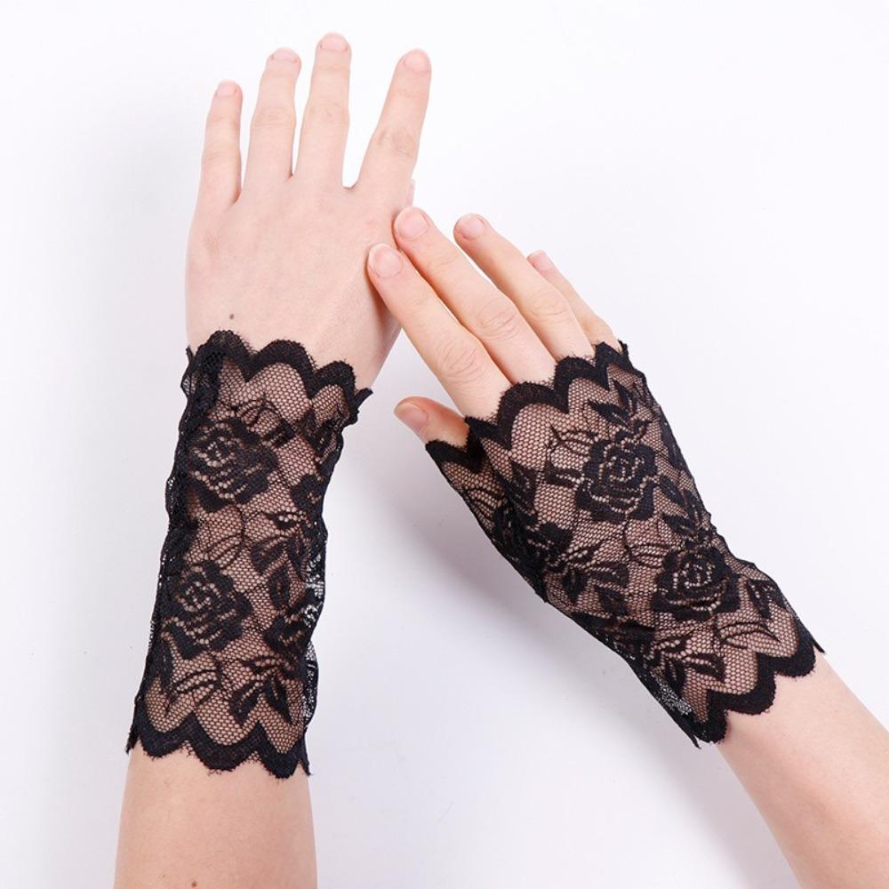 Lace Rose Flower Fishnet Gloves Party Dress Performance Gloves New Wedding Bridal Gloves  Sexy