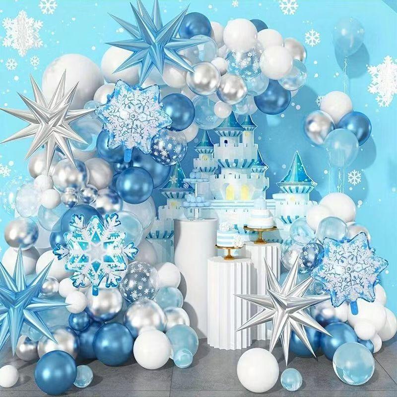 Blue Winter Snowflake Balloon Scene Arch Theme Girls Party Balloon Package Wedding Arrangement