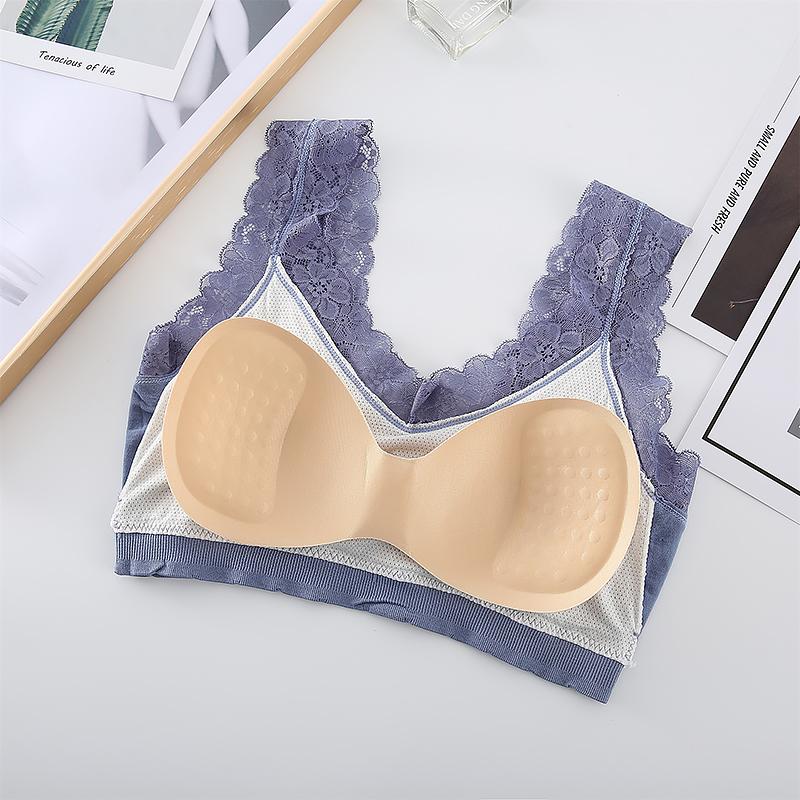 Damskie seksowne koronkowe kruszonki komfortowe biustonosze Push Up bez stalowych pierścieni bielizna krótki bez rękawów podkoszulek Camisole topy damskie