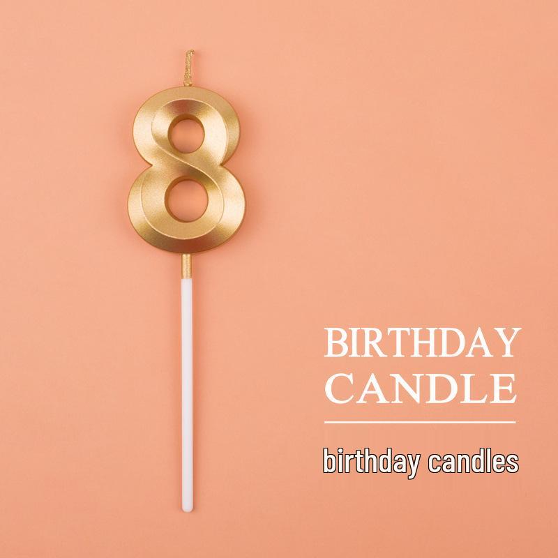 Gold and Silver Number Candles for Birthday Cakes - Pink Exquisite Design