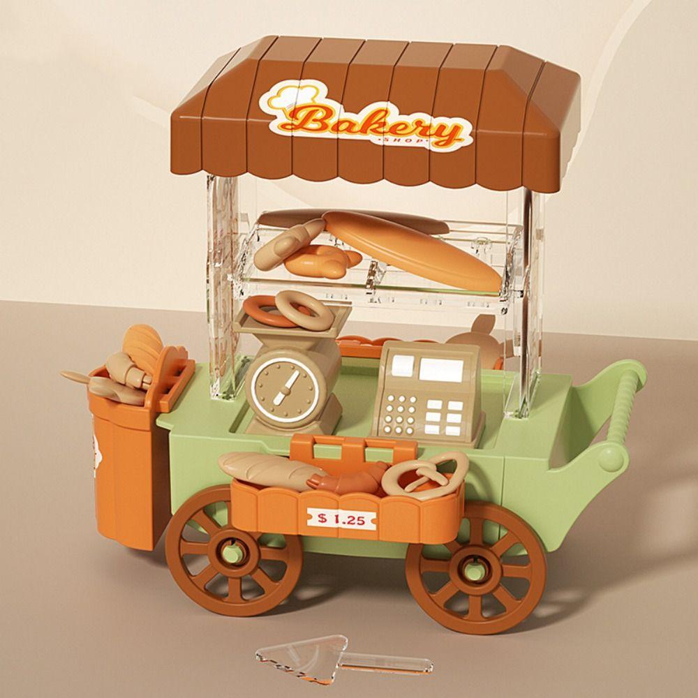 Luminous Mini Bread Truck Dessert Stand Children's Food Stand Truck Toy  Doll House