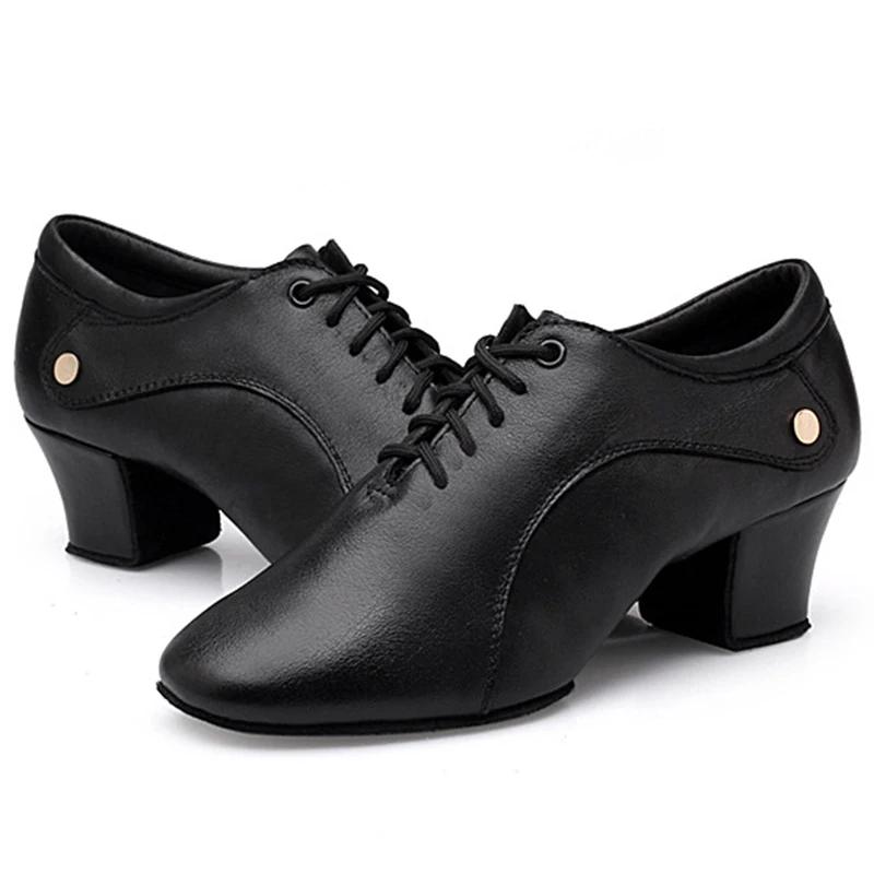 Women's Latin Dance Ballroom Corium Shoes Modern Jazz Dance Shoe Ladies Black Salsa Dancing Shoes Teacher Sports Shoe