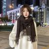 Solid Color Plaid Wool Scarf Cashmere Shawl Long Shawl Elegant Winter Cashmere Scarves  Student