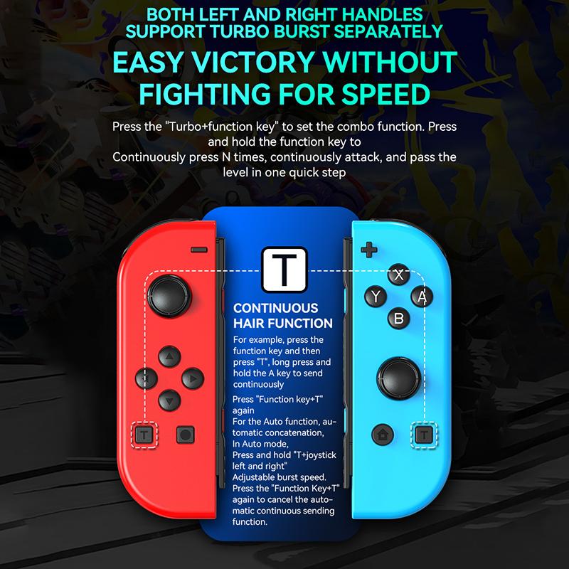 Joypad para interruptor RGB luz de despertar vibração brilho controlador esquerda e direita bluetooth-compatível gamepad para