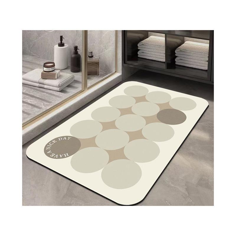 Simple Flower Diatom Mud Floor Mat Toilet Non-Slip Floor Mat Bathroom Water-Absorbing Quick-Drying Floor Mat Household Toilet Floor Mat