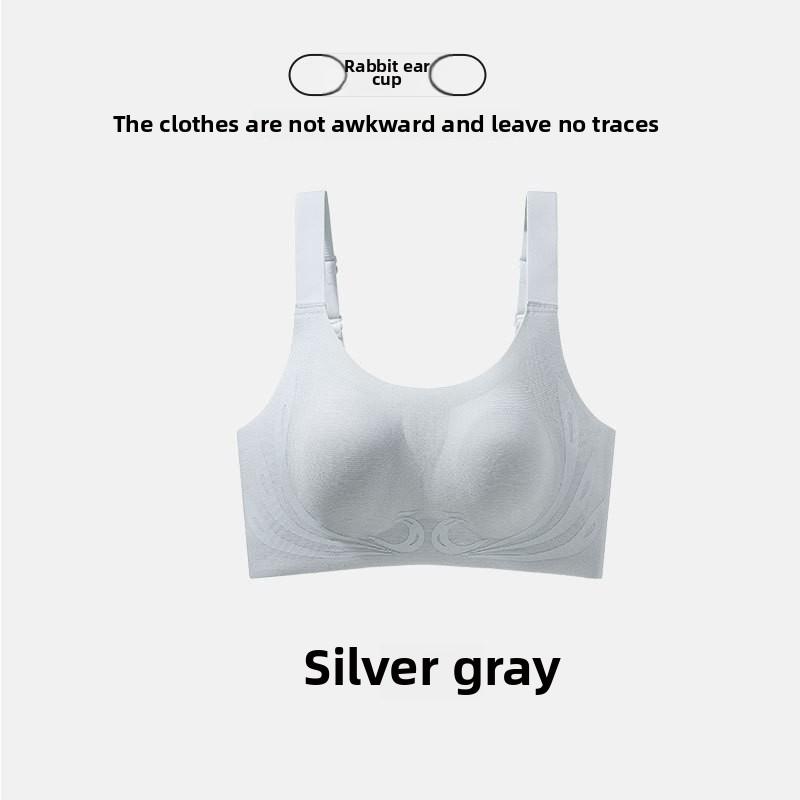 Plus Size Lady Ultra Thin Sexy Lace Rabbit Ear Fixed Cup Big Chest Show Small Gather The Pair of Breast Bra