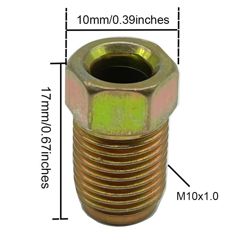 10/20/50X 10mmx1mm Male Short Car Brake Pipe Screw Nuts Bolts for 3/16" Inch Metric Braking Tube Brake Line Fittings Connectors