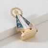 Alloy Prayer Cross Figurine Polished Shiny Surface Religious Statue for Bedroom Living Room Desktop Home Decoration