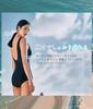 Sleeping Sheep V-Neck See-Through One-Piece Swimsuit with Elegant Back and Black (JP, Alphabet, M, Black)