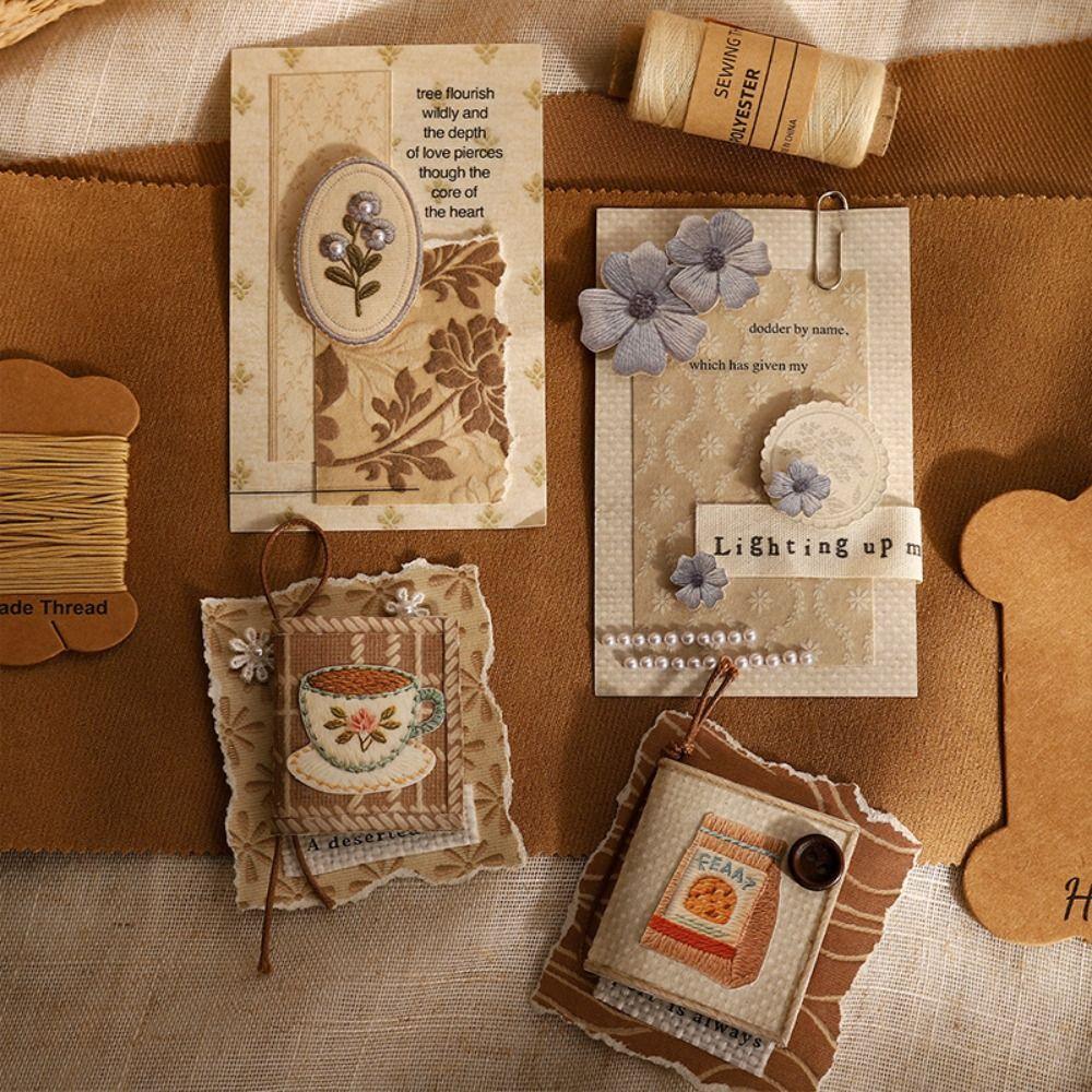 Simulated Fabric Material Book Vintage Scrapbook Paper High Quality Memo Pad Refill Pages