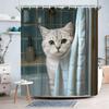Cute Ragdoll Cat Peeking from Towel Blue Gradient Waterproof Shower Curtain