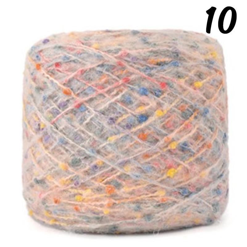 Mohair Yarn Ball with Rainbow Candy Beans Embellishment Soft Wool for Sweater Scarf Bag DIY Crochet Colorful Ball Thread