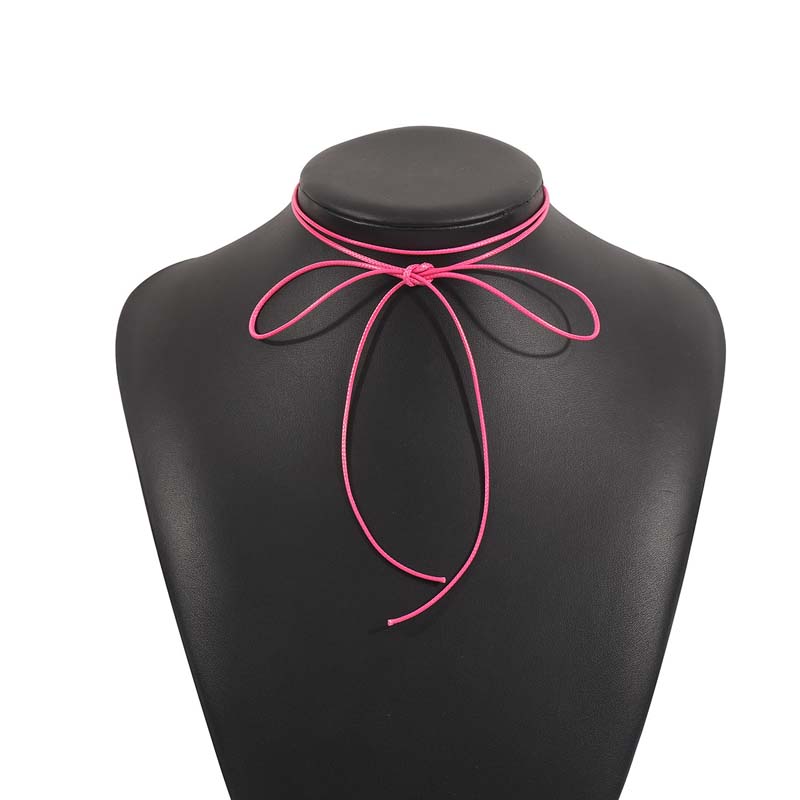 Vintage Black Bowknot Rope Chain Necklace for Women Elegant Weave Knotted Bowknot Ribbon Adjustable Chain Choker Y2K Jewelry
