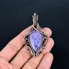 Lepidolite Pendant, Gemstone  999 Copper Wire Wrapped Jewelry Pendant, Handmade Jewelry Birthstone Pendant, Gift For Him