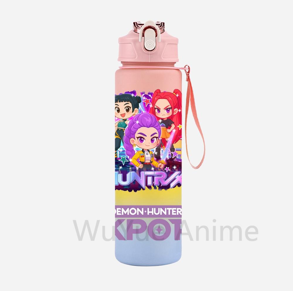 Anime K-Pop Demon Hunters Character Water Cup Large Capacity Outdoor Portable Rope Drinking Bottle Gift for Boys and Girls