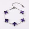 13mm Four Leaf Clover Bracelet Non Fading Double Sided Lucky Fritillaria Fashion Premium Silver