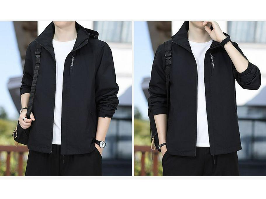 Men's Spring/Autumn Windbreaker with Detachable Hood - Waterproof, Windproof, Breathable Jacket for Outdoor and Casual Wear